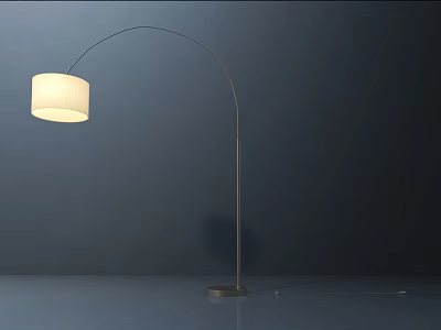 Modern Arched Floor Lamp With White Lampshade And Sleek Metal Stand 3d model