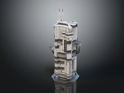 Complex Industrial Tower Equipment With Multi Level Platforms And Antenna Arrays 3d model