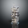 Complex Industrial Tower Equipment With Multi Level Platforms And Antenna Arrays