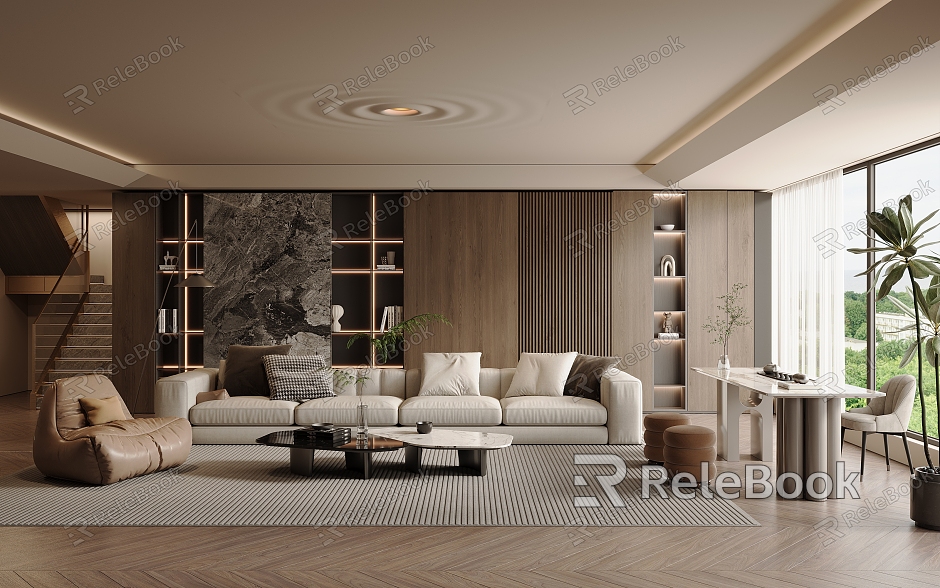 Light Luxury Italian Home Living Room Sofa Coffee Table Combination Marble Coffee Table Decorative Cabinet Leisure Sofa Chair Marble Tea Table and Chair Tea Set Staircase Large Flat Floor model