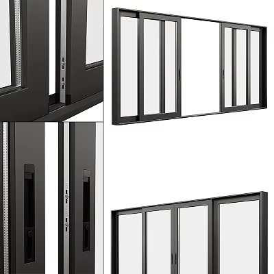 Modern Casement Windows With Sleek Aluminum Frame And Clear Glass Panels 3d model