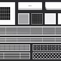 Different Air Conditioner Vent Designs Featuring Various Grille Patterns for Interior Spaces 3d model