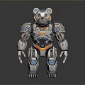 Mechanical Bear Robot Design With Silver Blue Orange Armor And Metal Features 3d model