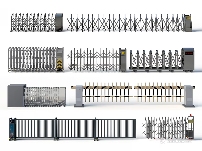 Different Types of Automatic Retractable Gates and Barrier Gates with Modern Features 3d model 