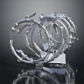 Intricate Metallic Mechanical Equipment With Interconnected Rings And Structural Components