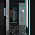 Futuristic Club Interior With Neon Lights Abstract Lines And Reflective Floor
