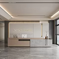 Modern Light Luxury Office Reception Desk With Elegant Marble And Wood Interior Decoration
