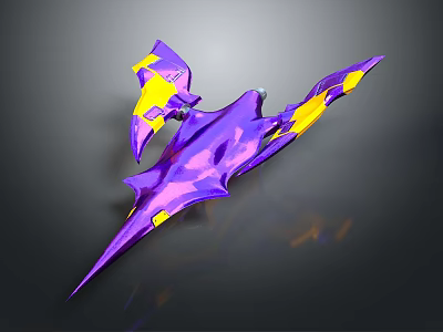 Purple And Yellow Futuristic Sci Fi Craft With Sharp Geometric Design 3d model