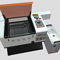 Industrial CO2 Laser Cutting Machine GJ145 Model With Open Lid Control Panel And Mobile Wheels