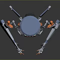 3D Robot Character With Blue Top Gray Body And Orange Mechanical Joints