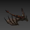 Fierce Mythical Dragon Character From Game And Film With Spiked Horns Large Wings Scaly Body
