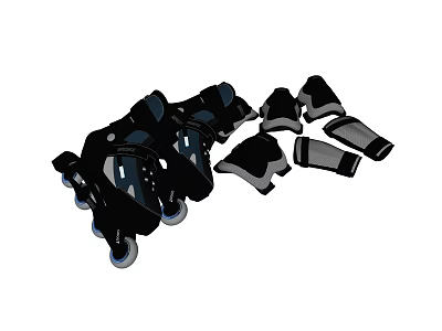 Professional Sports Equipment Set With Roller Skates Knee Pads And Elbow Pads 3d model