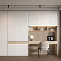 Modern wardrobe cream multi-function wardrobe 3d model