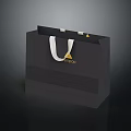 Stylish Black Shopping Bag With White Handles And Golden Logo For Daily Necessities