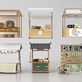 Commercial Retail Stalls Equipment for Food Beverage Display with Shelves and Canopies