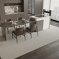 Modern Nakajima Dining Table and Chair Combination Sideboard 3d model