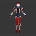 Red White Blue Humanoid Robot Models Front And Back View Mechanical Design 3d model