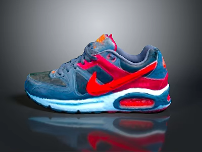 Stylish Blue Red Gray Sneakers With Air Cushion Sole And Comfortable Fit Design 3d model
