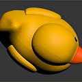 Yellow Rubber Duck Toy with Orange Beak and Black Eyes as Bath Plaything for Kids