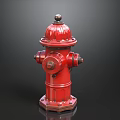 Classic Red Fire Hydrant With Polished Metal Finish And Decorative Top