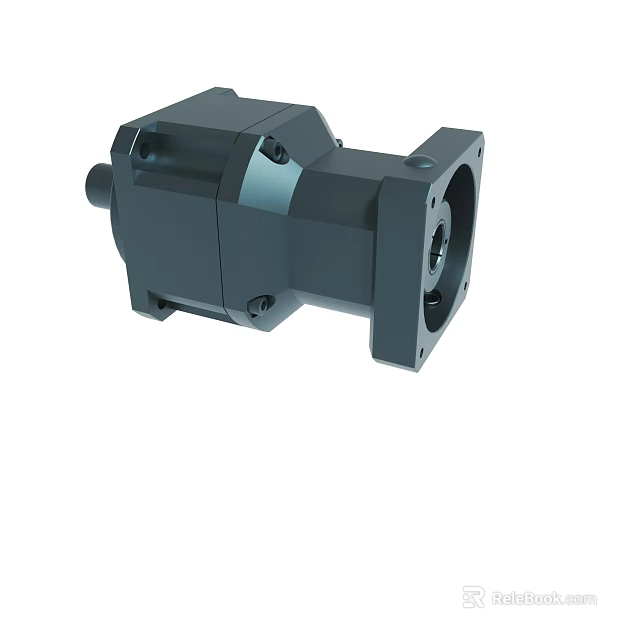 Durable Industrial Black Gearbox Component With Metal Housing And Mounting Holes 3d model 