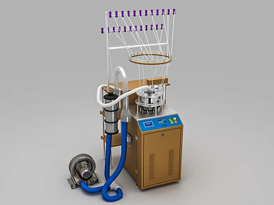 Industrial Equipment With Vertical Rods Circular Top Metal Frame Control Panel And Hose 3d model