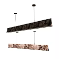 Modern Linear Pendant Chandeliers With Copper Toned Finish And Warm Glowing Light