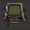 Vintage Electronic Device With Green Display Screen And Orange Keyboard