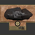 Soldier Statue Holding Rifle Standing On Multi Layered Base With Information Plaque And Colorful Markers