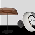 Modern Table Lamp Design With Brown Shade And Circular Ring Structure 3d model
