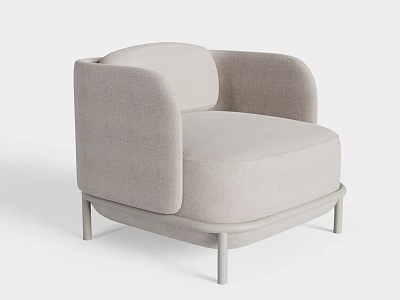 Light Gray Fabric Single Sofa With Minimalist Design And Metal Legs 3d model