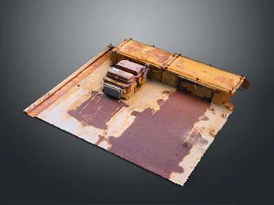 Vintage Rusty Metal Furniture Piece With Aged Distressed Surface And Cabinet Design 3d model