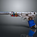 Vintage Pistol Weapon Featuring Silver Barrel Blue Grip And Colored Rings Design