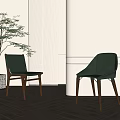 Green Leather Dining Chairs With Wooden Legs Light Wall Wooden Floor And Green Plant