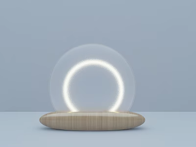 Modern Table Chair Set With Wooden Circular Base And Transparent Semi Circle Design 3d model