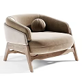 Cozy Modern Accent Chair With Plush Faux Fur Upholstery And Wooden Legs Design