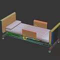 Single Bed Featuring Wooden Headboard Footboard Light Gray Mattress On Black Metal Frame With Wheels