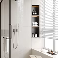 Modern Bathroom Interior Design With Glass Shower Partition Toilet And Vanity Mirror