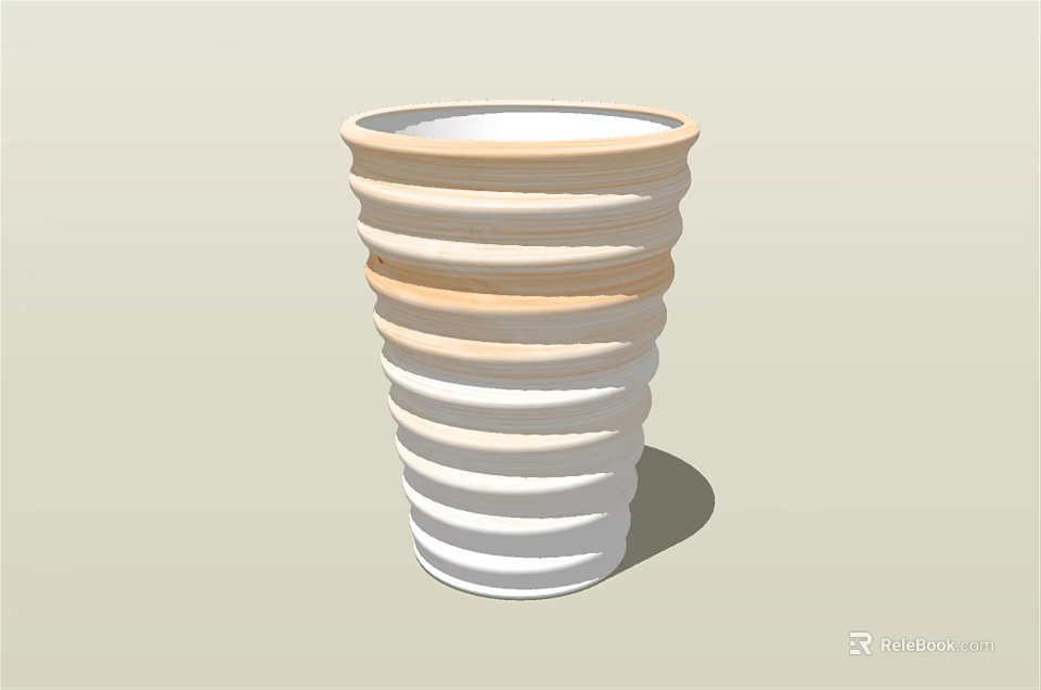 Modern Bonsai Plant With White Ceramic Layered Striped Pot For Home Decor 3d model 