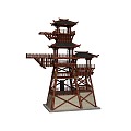 Ancient Chinese-style Han Que Wooden Que Building Han Dynasty 3d model