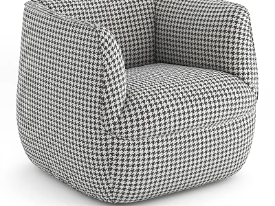 Modern Single Seater Sofa With Classic Houndstooth Pattern And Comfortable Design 3d model