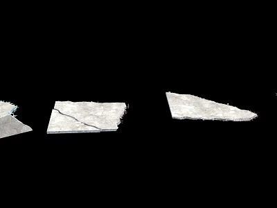 White Broken Fragments With Cracks Lying On Black Background Surface 3d model