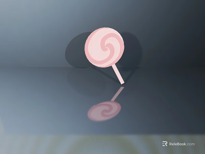 Pink Spiral Lollipop Decorative Ornament Set With Smooth Surface Reflection On Dark Background 3d model