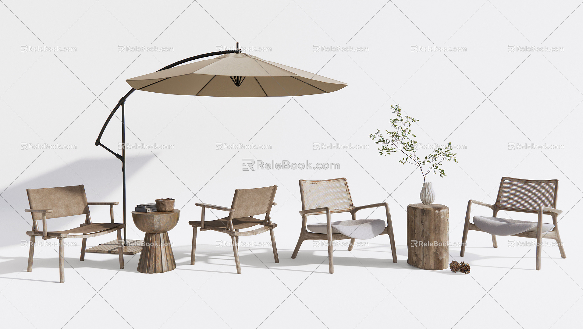 Quiet outdoor tables and chairs Outdoor leisure chairs 3d model