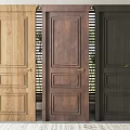 Classic Wooden Hinged Doors In Three Different Colors For Interior Design 3d model