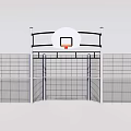 Basketball Court Design With Surrounding Chain Link Fencing And Hoops Structure