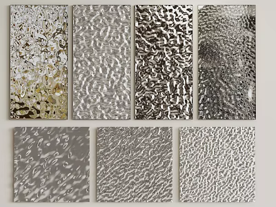 Metallic Wall Panel Samples Featuring Various Textures And Surface Designs 3d model