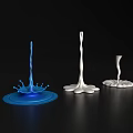 Decorative Ornament Set With Blue And White Flowing Droplet Shapes And Petal Wave Bases