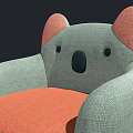 Koala Shaped Kids Chair With Gray Body Orange Ears And Orange Cushion