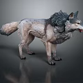 Realistic 3D Wolf Character With Fluffy Gray And White Fur Standing Pose 3d model